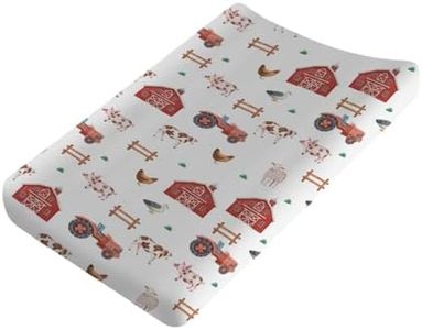 Farm Animals Life Changing Pad Cover Farmhouse Truck Barn Pig Cow Lamb Hens Ducks Baby Diaper Change Table Sheets for Boy Girl Soft Stretchy Fitted Changing Table Mats 32''x16''