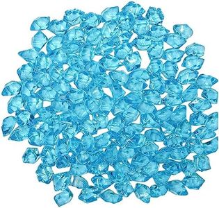 Featuman Blue Crystal Gems Plastic Jewels, 400 Pcs Fake Crystals Acrylic Gems Vase Fillers for Centerpieces, Fake Diamonds Plastic Ice Cubes for Board Gaming, Table Decor, Beach Theme Party