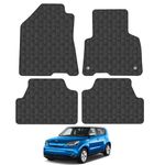 Rubber Car Mats Compatible with Kia Soul EV (2020-) Tailored Fit Rubber Floor Mats Set Accessory Black Custom Fit 4 Pieces with Clips - Anti-Slip Backing, Heavy Duty & Waterproof