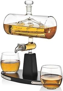 Godinger Whiskey Decanter Dispenser with 2 Whisky Tumbler Glasses - for Liquor, Scotch, Bourbon, Vodka