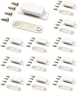 (White) - Cabinet Magnet Latch - Best for Cabinet Doors, Cupboards, Drawers and Shutters - Cabinet Magnetic Latch Easy Instal - Magnetic Cabinet Catch Screws Included - Set of 12