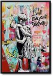 YYFARTFQ 1 Piece Banksy Graffiti Painting Wall Art Banksy Canvas Print Colorful Living Room Little Boy and Girl Street Painting Modern Abstract Street Art Home Decor Unframed…