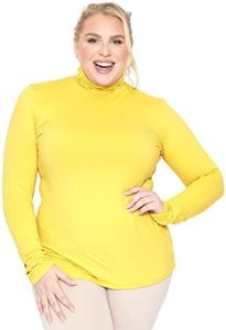 STRETCH IS COMFORT Women's Plus Size Long Sleeve Turtleneck Yellow 4X