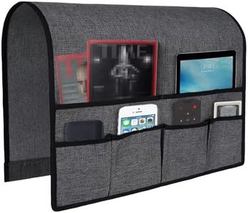 NICEEC Non Slip Linen Sofa Armrest Organizer for Sofa Couch Recliner Remote Holder Armchair Caddy with 6 Pockets Storage for Magazine Books,TV Remote Control,Cell Phone,Glasses,Charger-Dark Grey