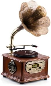 Wooden Phonograph Gramophone Turntable CD Player Stereo System Control 33/45 RPM FM AUX USB Ouput Bluetooth 4.2 … …