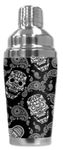 Mugzie 944-SHA"White Sugar Skulls" Cocktail Shaker with Insulated Wetsuit Cover, 16 oz, Black
