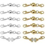 MiaLover Pack of 12 Magnetic Clasp Jewellery Strong Chain Clasp Magnetic Clasps Chain Clasp Magnetic Lobster Clasps for Necklace Bracelet Making (8 mm, Golden, Silver)