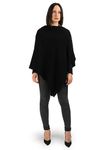 DALLE PIANE CASHMERE - Poncho 100% cashmere - Made in Italy - Woman, Color: Black, One size