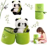 SILLYME Cute Panda Plush Toy in Bamboo - Panda Teddy Bear Kawaii Panda - Birthday Gift - Soft Stuffed Animal Toy - Bunny (Green)