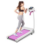 Goplus 800W Folding Treadmill Electric Motorized Power Fitness Running Machine with LED Display and Mobile Phone Holder Perfect for Home Use (Pink)