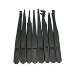 8 Pieces Tweezers Plastic Anti-Static Tweezers for Electronics Jewelry-Making Laboratory Work Repairing Hobbies