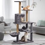 ZephyPaws 51 Inches Cat Tree with Hammock, Multi-Level Durable Cat Tower for Indoor Cats with Cat Scratching Post, Space Saving Cat Condo, Cat Basket Kittens Play House