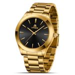 Mens Watches Stainless Steel Watches for Men Waterproof Men's Wrist Watches Analog Quartz Watch Fashion Business Designer Watches (Gold Black1)