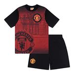 Manchester United FC Official Boys Sublimation Short Pyjamas Red 8-9 Years