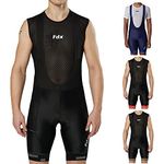 FDX Cycling Bib Shorts Men’s - 3D Gel Chamois Padded Bicycle Racing Apparel with Mesh Straps, 2 Side Pockets, Powerband Leg Grippers - Breathable, Quick Dry Summer All Day Cycle Tights (Black-M)