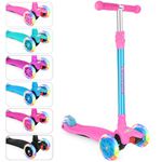 BELEEV A2 Scooters for Kids 3 Wheel Kick Scooter for Toddlers Girls & Boys, Scooter with 3 Adjustable Height, LED Light Up Wheels for Children from 3 to 12 Years Old