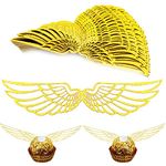 BlingABC 50Pcs Wizard Gold Wings Chocolate Decoration,Hollowed Wings Decor Cupcake Toppers for Wizard Theme Birthday Baby Shower Wedding School Halloween Party Supplies