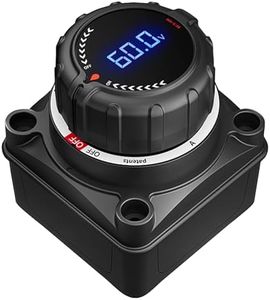 Upgrade Battery Disconnect Switch with Digital Voltage Display, DC 5-60V, Power Master Isolator Cut Off Switch for Car Truck Marine Boat RV Camper Trailer, Black (On/Off)