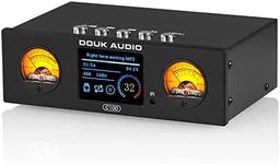 Douk Audio C100 Mini Hi-Res Music Streamer Digital Audio Player Preamp DAC with USB Optical Input - 384K DSD Support & Vintage VU Meter & LED Display & Remote Control for Amplifier, Active Speakers