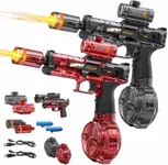 YoPoll Electric Water Guns for Adults Kids, Automatic Squirt Gun with 26FT Range, Super Blaster Soaker High Capacity Pistol for Swimming Pool Party Toy ColorBlast LED Electric Water Gun (1BK+1R)