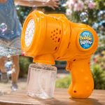 Storio Automatic Bubble Gun for Kids, Rechargeable Electric Bubble Machine with Solution, One Touch Bubble Blower Toy for Indoor Outdoor Party, Gift for Toddlers Boys Girls - Orange