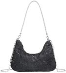 Verdusa Women's Rhinestone Clutch Purses Wedding Shiny Evening Bag Glitter Shoulder Bag Party Prom Hobo Handbag Black One-Size