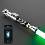 G4E Lightsaber with Bluetooth App, Smooth Swing and Premium Aluminium Hilt with Light Saber Stand and realistic blade plug. 16 Light Saber Sound Modes and Infinite RGB Colour Change. Skywalker