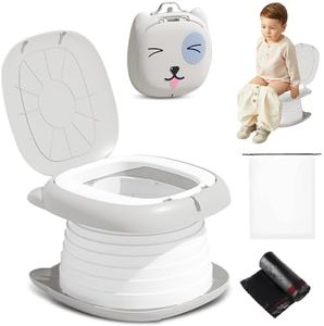 2025 Upgraded Portable Potty Training, Travel Potty for Toddler, portable toilet for kids Foldable, Apply to Seat Emergency Toilet for Camping, Outdoor,Car, Indoor(white Gray)