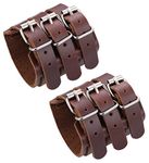 FIBO STEEL Mens Genuine Leather Wide Band Handmade Triple Strap Cuff Medieval Wrap Gauntlet Wristband Buckle Fastening Arm Armor Cuff Brown