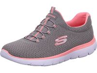 Skechers Womens Summits Top Player Sneaker, Grey Mesh Pink Trim, 6 UK