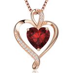 LAVUMO Necklaces for Women Sterling Silver Heart Pendant Chain Necklace Rose Gold Jewellery Cubic Zirconia Gifts for Girlfriend Wife Mum Her Birthday Christmas Valentines Gift(LA-RG-01)