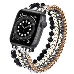 V-MORO Beaded Bracelet Compatible with Apple Watch Band 38mm/40mm/41mm/42mm/44mm/45mm/49mm/46mm Series 10/9/8/7/SE/6/5/4/3/2/1 Women Fashion Handmade Elastic Stretch Strap for iWatch Bands Replacement Colorful