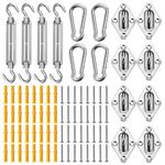 UIRWAY Shade Sail Hardware Kit, 80 Pcs for Rectangle Triangle Sun Shade Sail Installation, 304 Grade Heavy Duty Stainless Shade Sail Kit, for Garden Outdoors, Patio, Garden