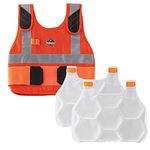 Cooling Vest with 2 Ice Packs, Flame Resistant, Flexible Design, Ergodyne Chill Its 6215, Orange, S/M