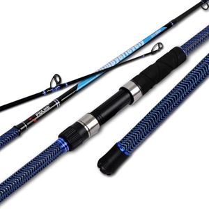 Fiblink Surf Fishing Rod Carbon Surf Spinning Rod Portable Travel Saltwater Beach Blue Surf Rod with SuperPolymer Handle (9'-3pc-MH Spin)