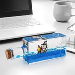 Tuzsocr One Piece Model Ship - Going Merry, One Piece Unsinkable Ship, Fluid Drift Bottle One Piece, Acrylic Boat Fluid Model, Stress Relief, One Piece Ship Merch for Office Home Decoration (Style 1)