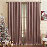 Timeper 62 inches Mauve Wild Rose Velvet Curtains Vertical Drapes Light Dimming Energy Saving for Girls Bedroom, Privacy Panels Elegant Home Decor Back Tab for Hallway, W62 x L96 inches, 2Pcs