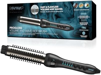 REVAMP Volume and Wave Ceramic Hot Brush Styler - 32 mm Round Barrel Hair Brush, Ionic, Progloss Oils, Long Lasting Bounce - Fast Heat, Retractable Cool Bristles, Snag Free Styling