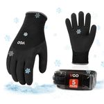 Vgo 5Pairs Winter Gloves,Cold Weather Safety Work Gloves,Cold Storage or Freezer Use,Outdoor Heavy Duty,Double Lining,Rubber Latex Coated(XL,Black,RB6032)