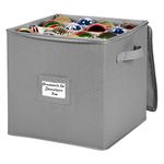 Christmas Ornament Storage Container Box with Dividers - Bin Store up to 64 Holiday Xmas Ornaments, Dual Zipper Closure, Durable 600D Canvas & Carry Handles to Keep Decorations Safe for Next Season
