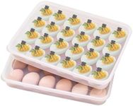 RTUDOPUYT 2 Pc Deviled Egg Platter, Deviled Egg Carrier with Lid, Deviled Egg Containers with Lid, Devil Egg Trays with Lid for Party, Easter Thanksgiving Party Home Kitchen Supplies