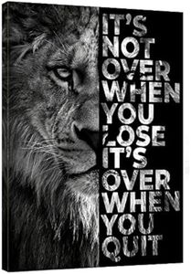 Lion Inspirational Wall Art Entrepreneur Quotes Its Not Over When You Lose Canvas Posters -Motivational Lion Canvas Print Frame Picture Painting for Office Home Decor Bedroom-12"x16"