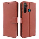 Pikkme RealMe 5 / 5s / 5i Flip Cover Leather Finish | Inside TPU with Card Pockets | Wallet Stand and Shock Proof | Magnetic Closing | Complete Protection Flip Case (Brown)