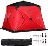3-Layer Insulated Ice Fishing Tent with 300D Oxford Fabric, 64 sq ft Ice Shanty for 5-6, Pop-up Portable Ice Shelter with 2 Doors and Carrying Bag