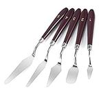 Siumir 5 Pcs Painting Knives Set, Wooden Handle Paint Spatula for Oil Acrylic Canvas Painting Art Color Mixing