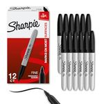 Sharpie Permanent Markers, Fine Point, Black, 12-Count