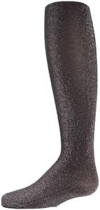 MeMoi Shining Star Shimmer Tights for Girls, Ultra Soft and Lightweight Opaque Girl Tights - Sizes 2-14, Black, 6-8