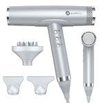 slopehill Professional Hair Dryer with Diffuser, Ionic Hair Dryer, Powerful & Fast Salon Blow Dryer with High-speed Brushless Motor, Light & Compact Travel Hairdryer for Home (Ceramic, Silver)
