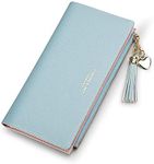 Womens Wallet Cute Elegant Long Slim Card Holder Case Minimalist Coin Purse Thin Tassels Zip Clutch Wallets for Girls Ladies