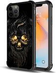 DAIZAG Case Compatible with iPhone 13, Gold Black Skull Case for iPhone 13 Cases for Man Woman, Protection Shockproof Scratches Case Cover